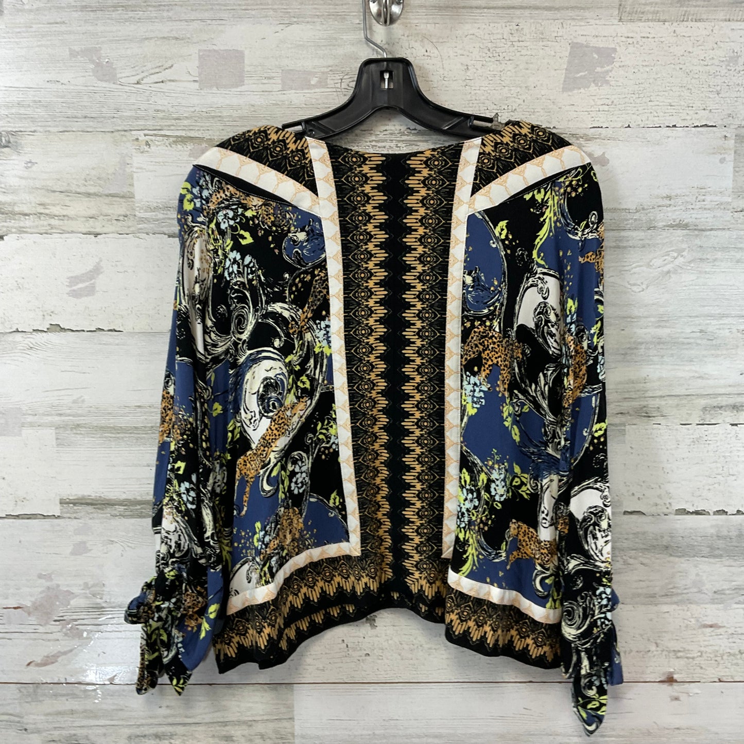 Top 3/4 Sleeve By Free People In Black & Blue, Size: M