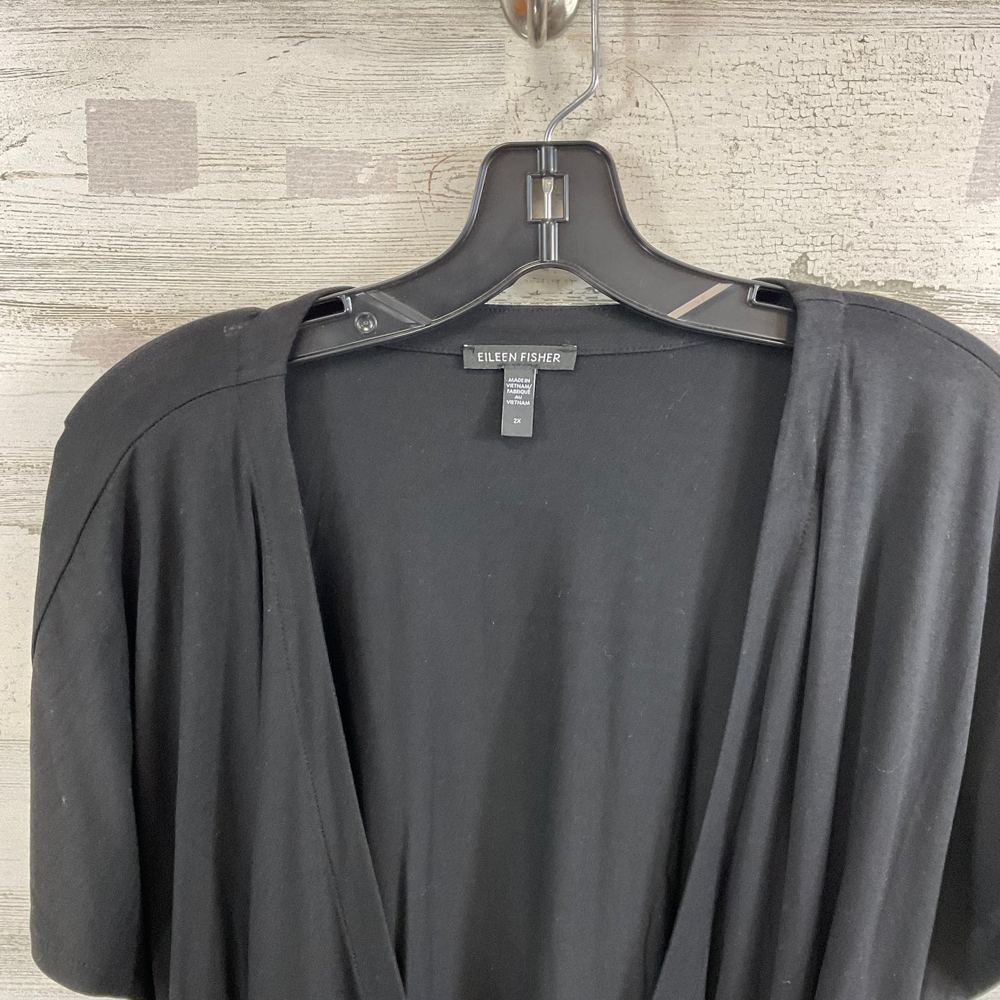 Top Short Sleeve By Eileen Fisher In Black, Size: 2x