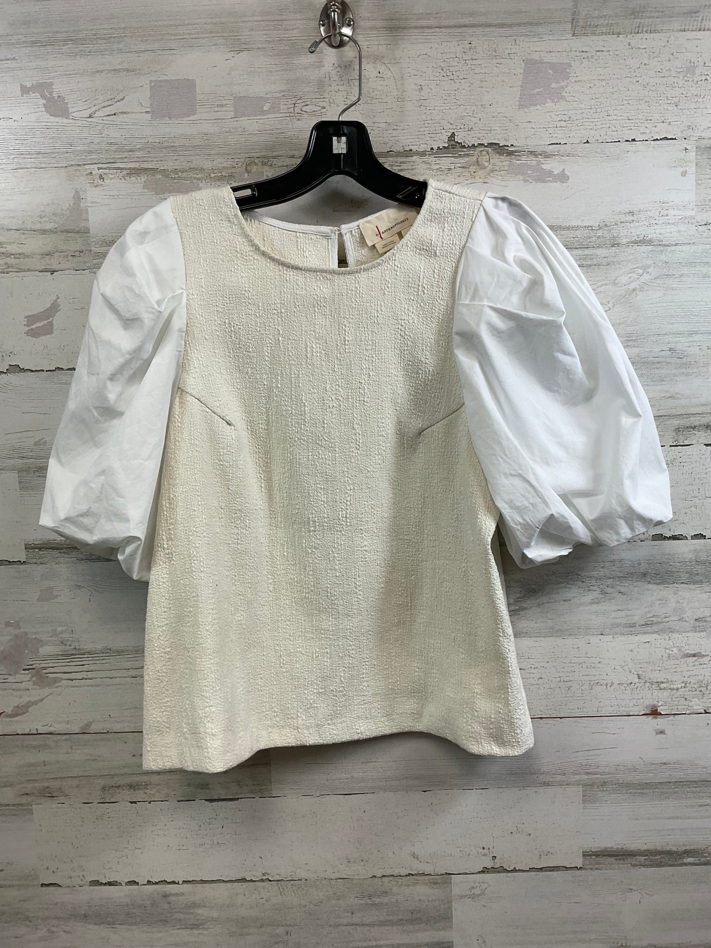 Top Short Sleeve By Anthropologie In Cream, Size: 6