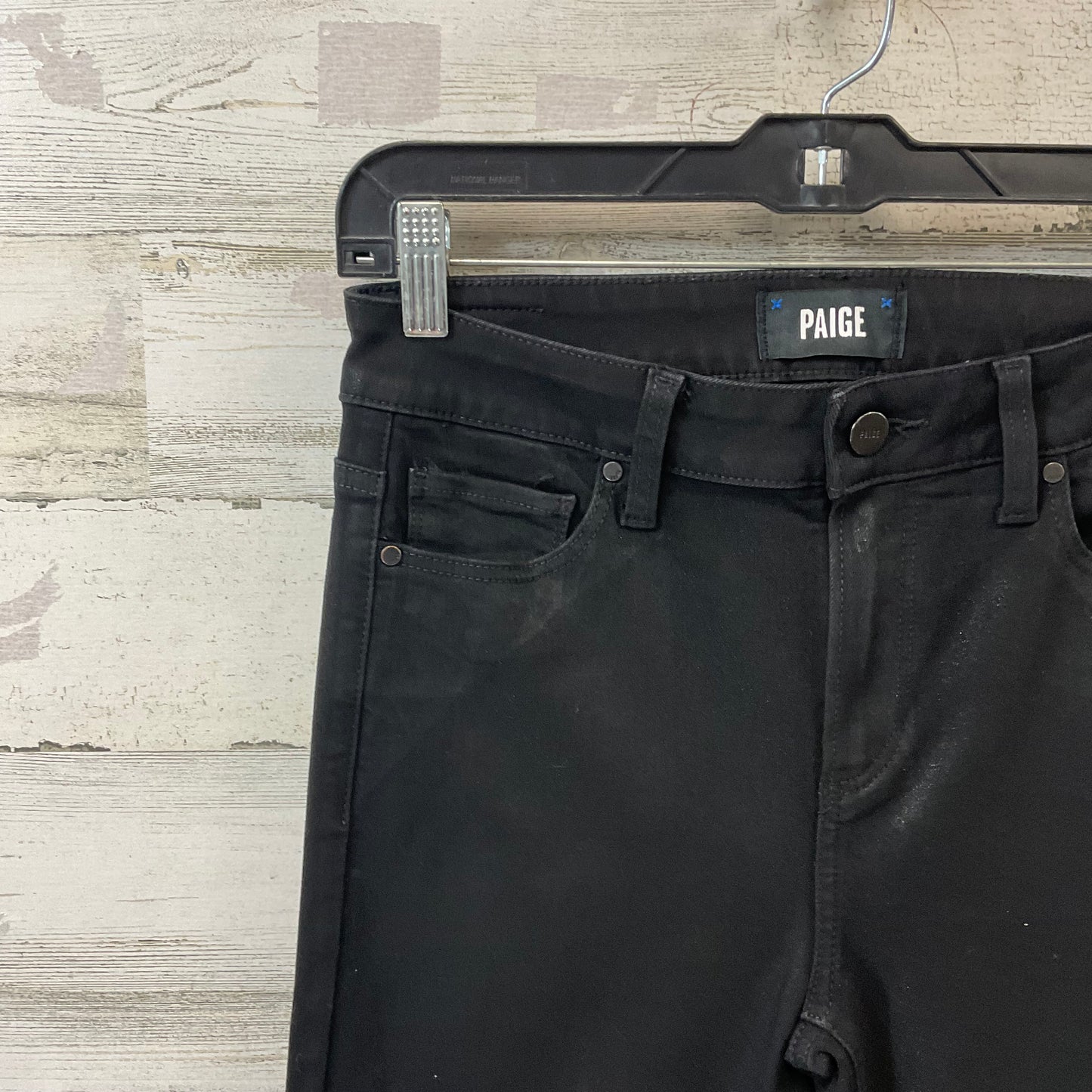 Jeans Flared By Paige In Black Denim, Size: 2