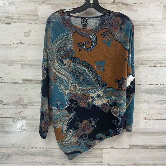 Top Long Sleeve By CLARA SUN WOO In Blue & Brown, Size: L