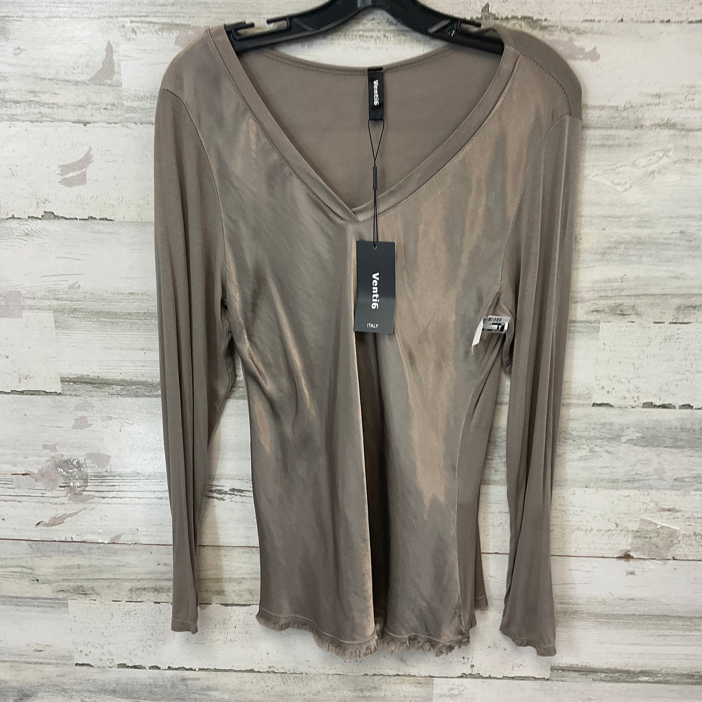 Top Long Sleeve By VENTI 6 In Grey, Size: L