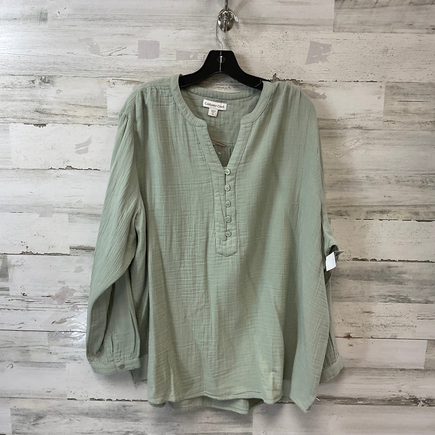 Top Long Sleeve By Coldwater Creek In Green, Size: 3x