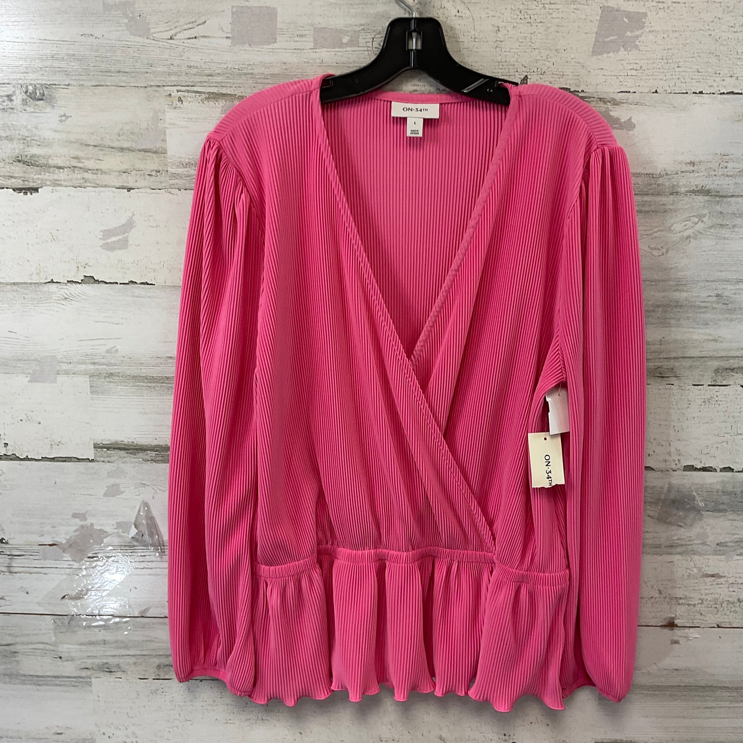 Top Long Sleeve By ON 34th In Pink, Size: L