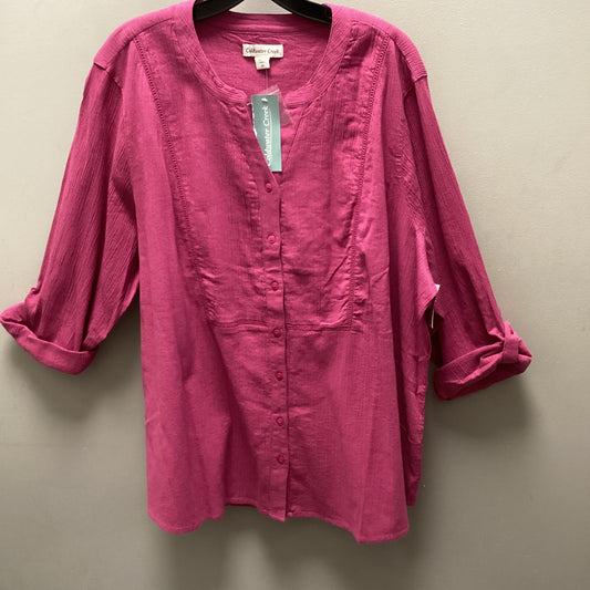 Blouse Long Sleeve By Coldwater Creek In Purple, Size: 3x