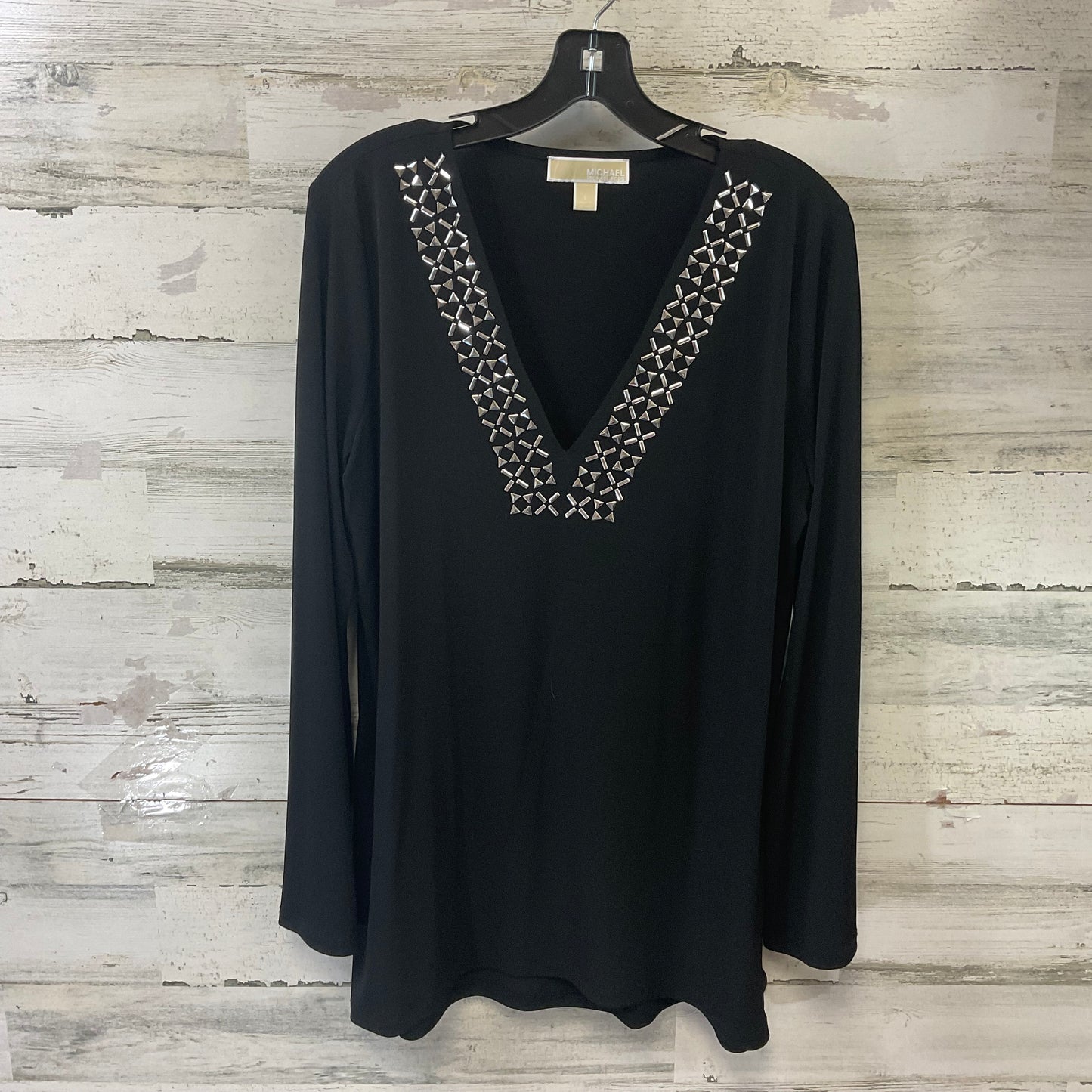 Top Long Sleeve By Michael By Michael Kors In Black, Size: L