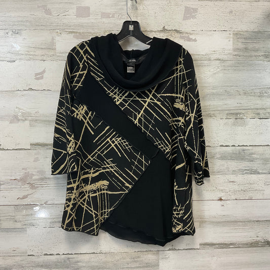 Top Long Sleeve By Ali Miles In Black & Gold, Size: Lp