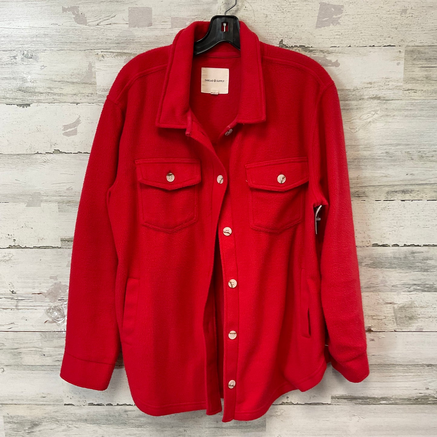 Jacket Shirt By Thread And Supply In Red, Size: L