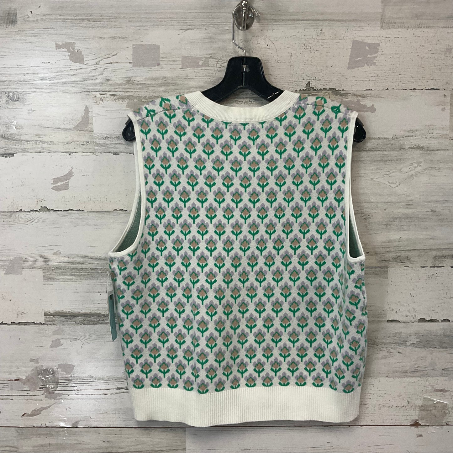 Vest Sweater By Maeve In Cream & Green, Size: 2x