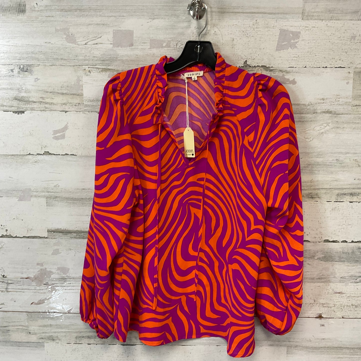 Blouse Long Sleeve By Jodifl In Orange & Purple, Size: S