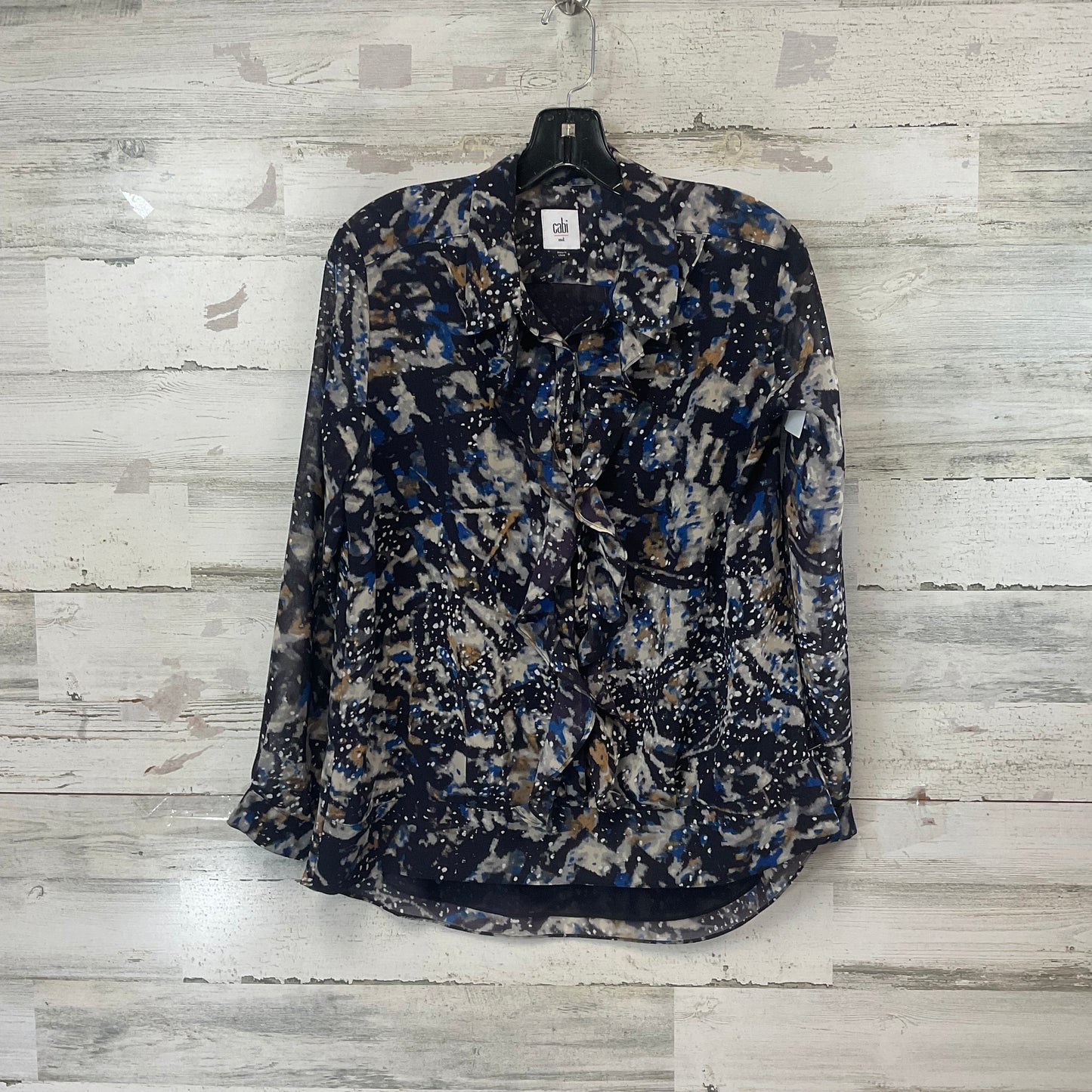 Blouse Long Sleeve By Cabi In Blue, Size: M