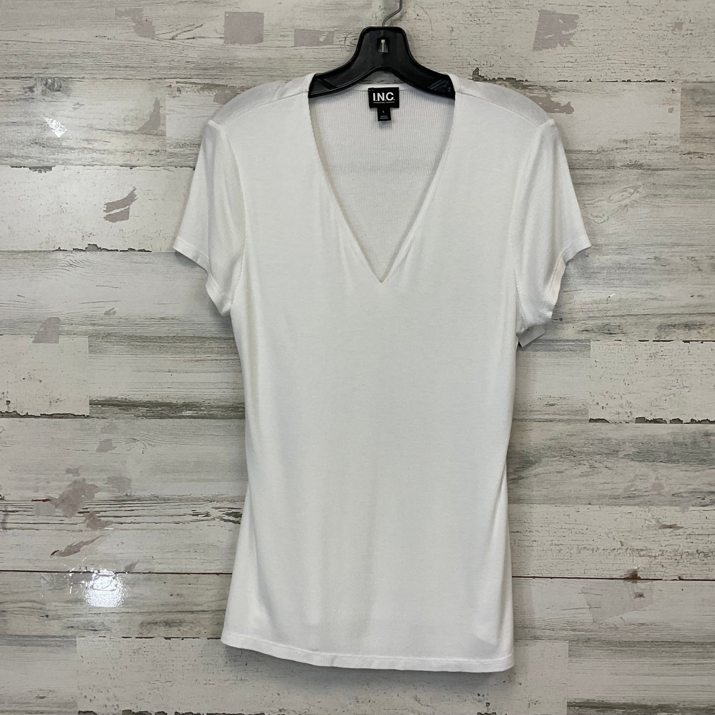 Top Short Sleeve Basic By Inc In White, Size: L