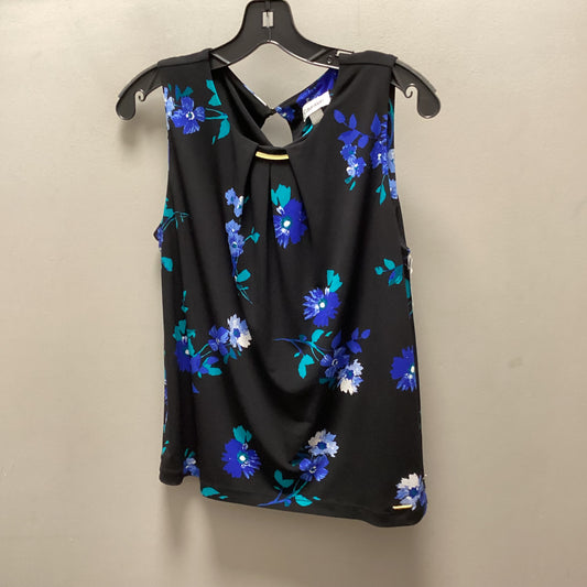 Top Sleeveless By Calvin Klein In Black & Blue, Size: Lp