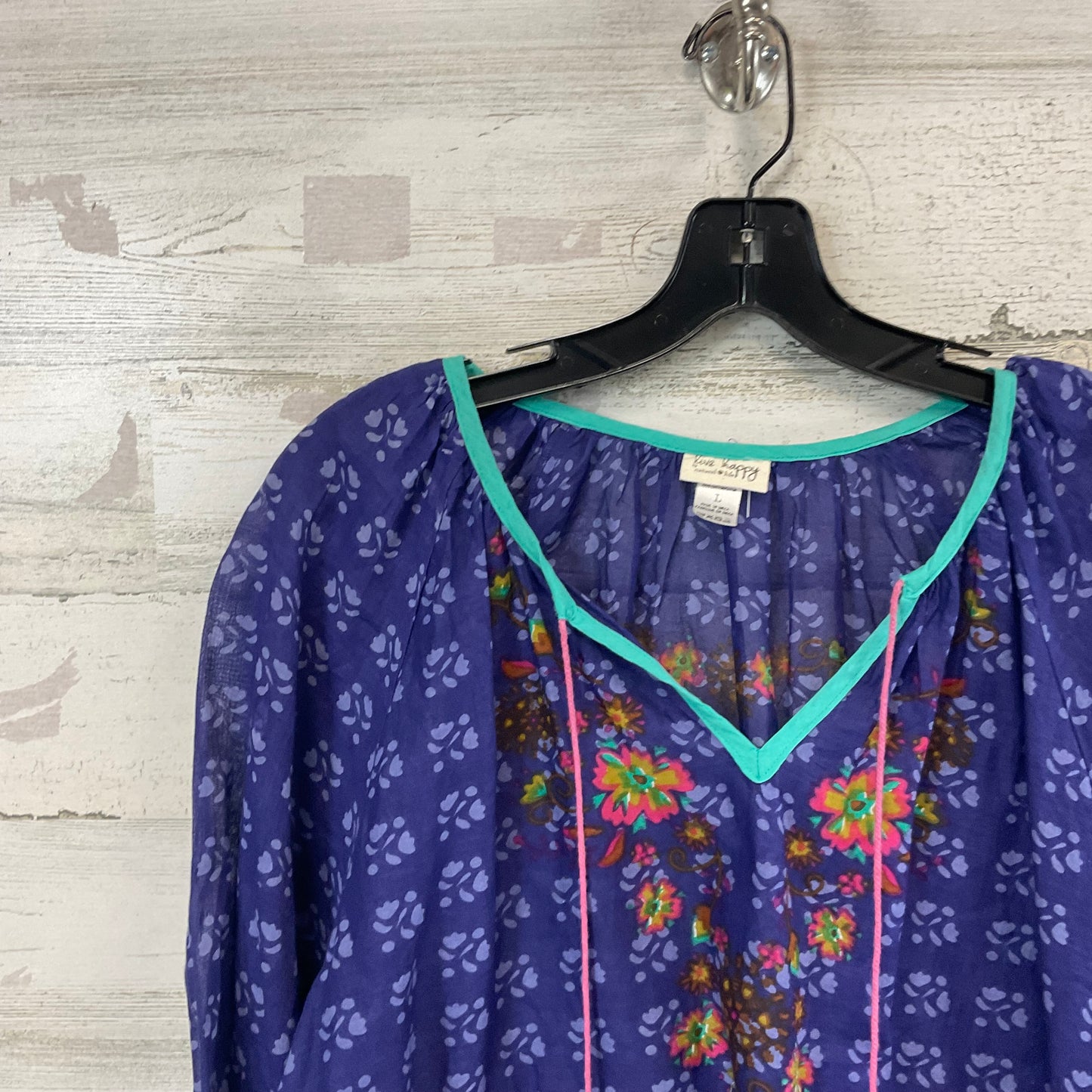 Top Long Sleeve By Natural Life In Blue, Size: L