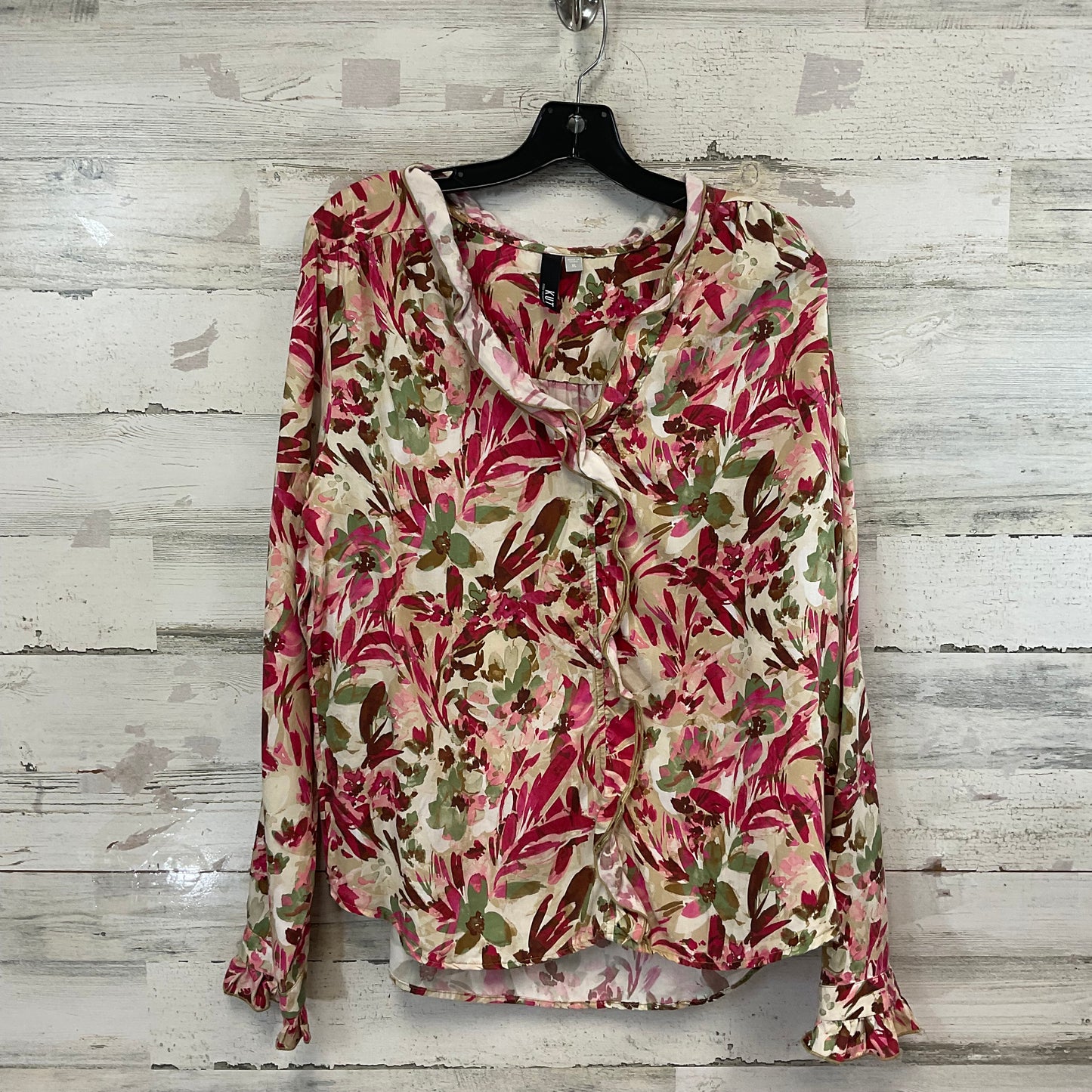 Blouse Long Sleeve By Kut In Pink, Size: Xl