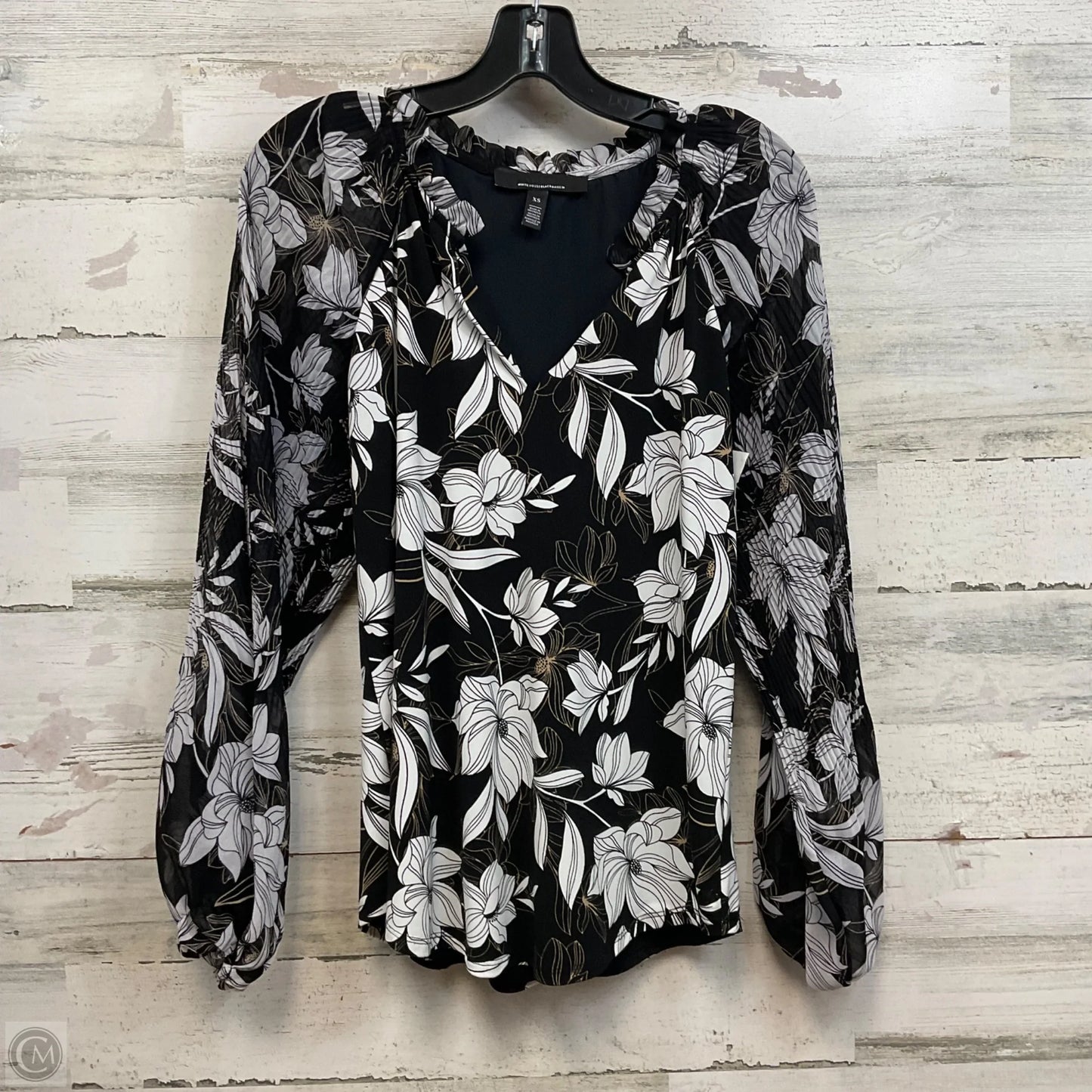 Blouse Long Sleeve By White House Black Market In Black, Size: Xs