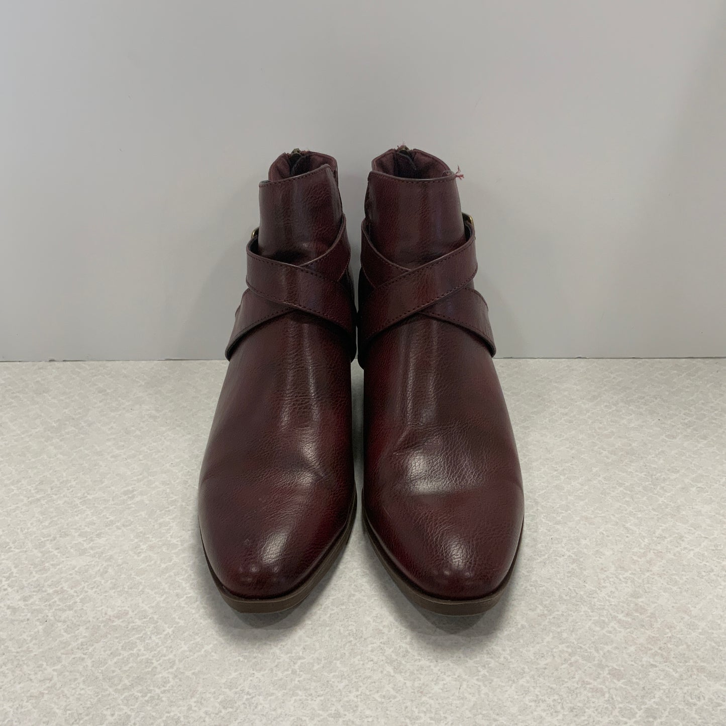 Boots Ankle Heels By Frye And Co In Maroon, Size: 9