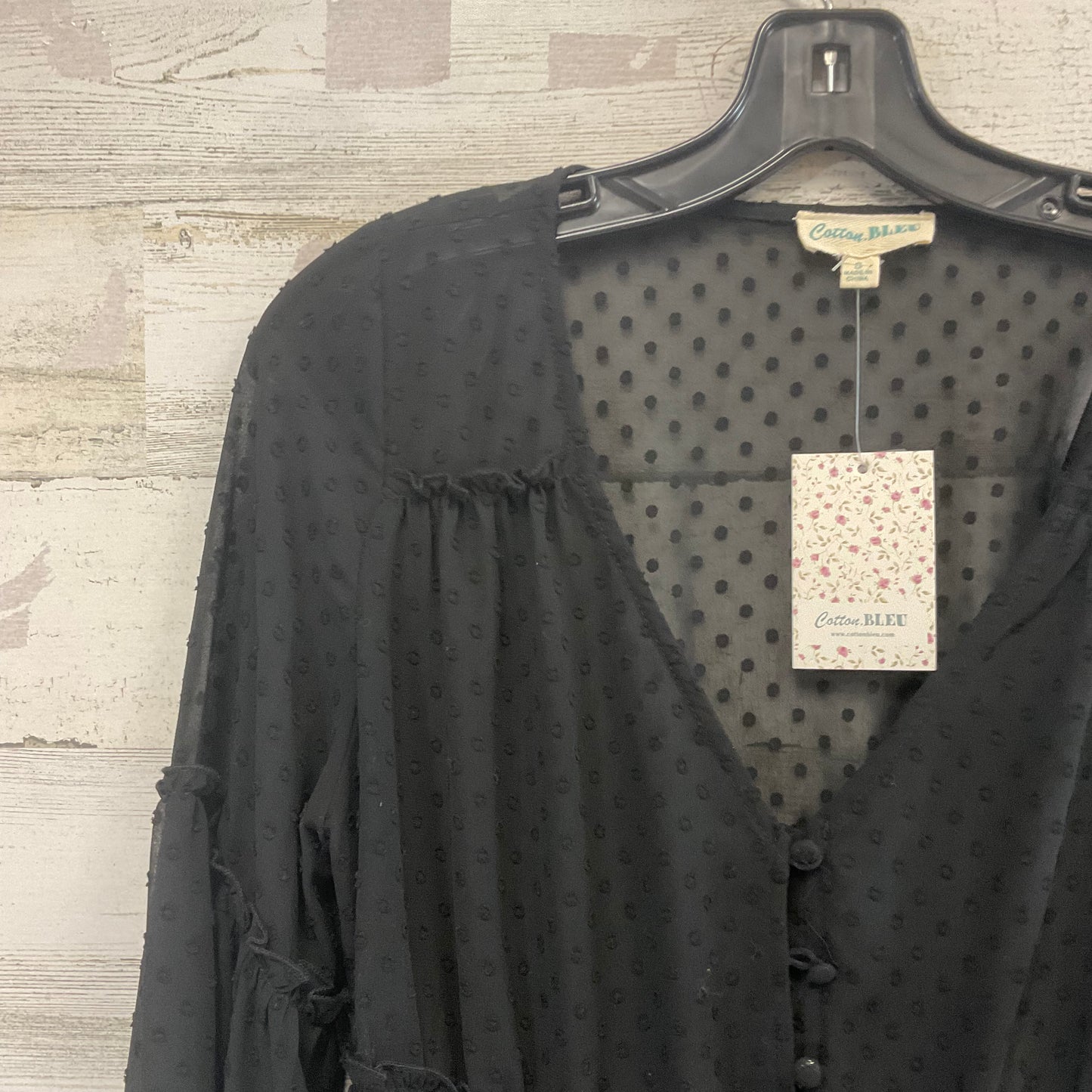 Blouse Long Sleeve By Cotton Bleu In Black, Size: Xl