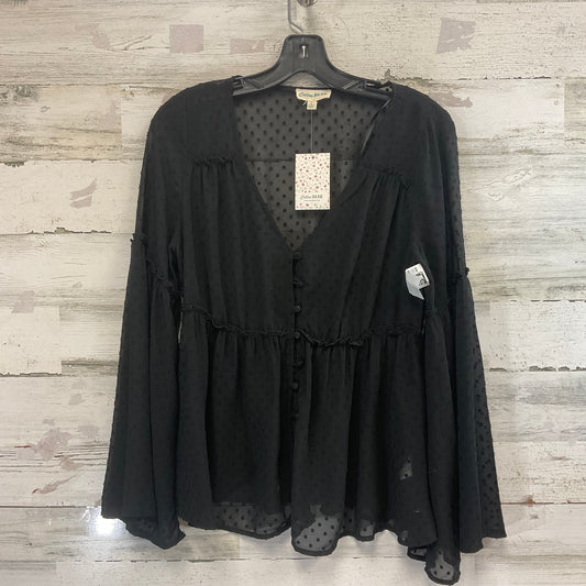 Blouse Long Sleeve By Cotton Bleu In Black, Size: Xl