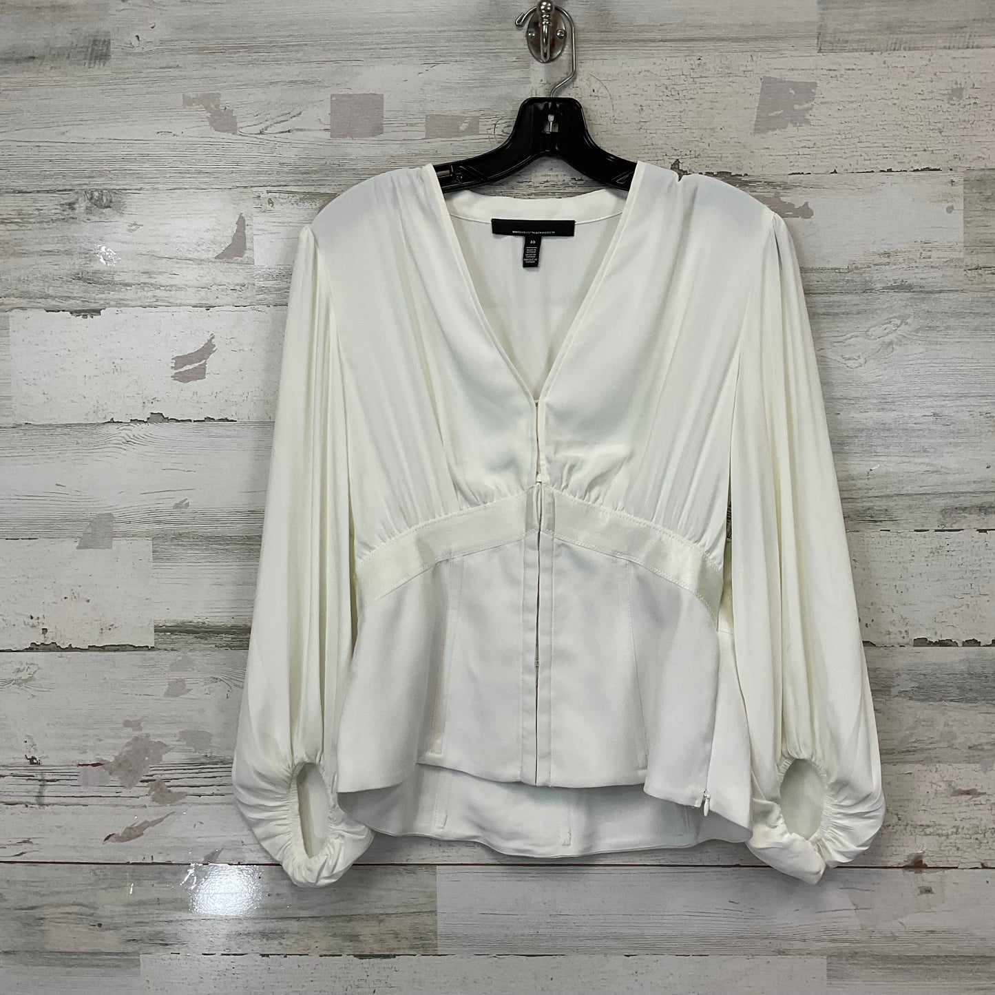 Blouse Long Sleeve By White House Black Market In White, Size: M