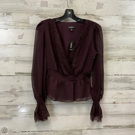 Blouse Long Sleeve By Express In Purple, Size: Xs