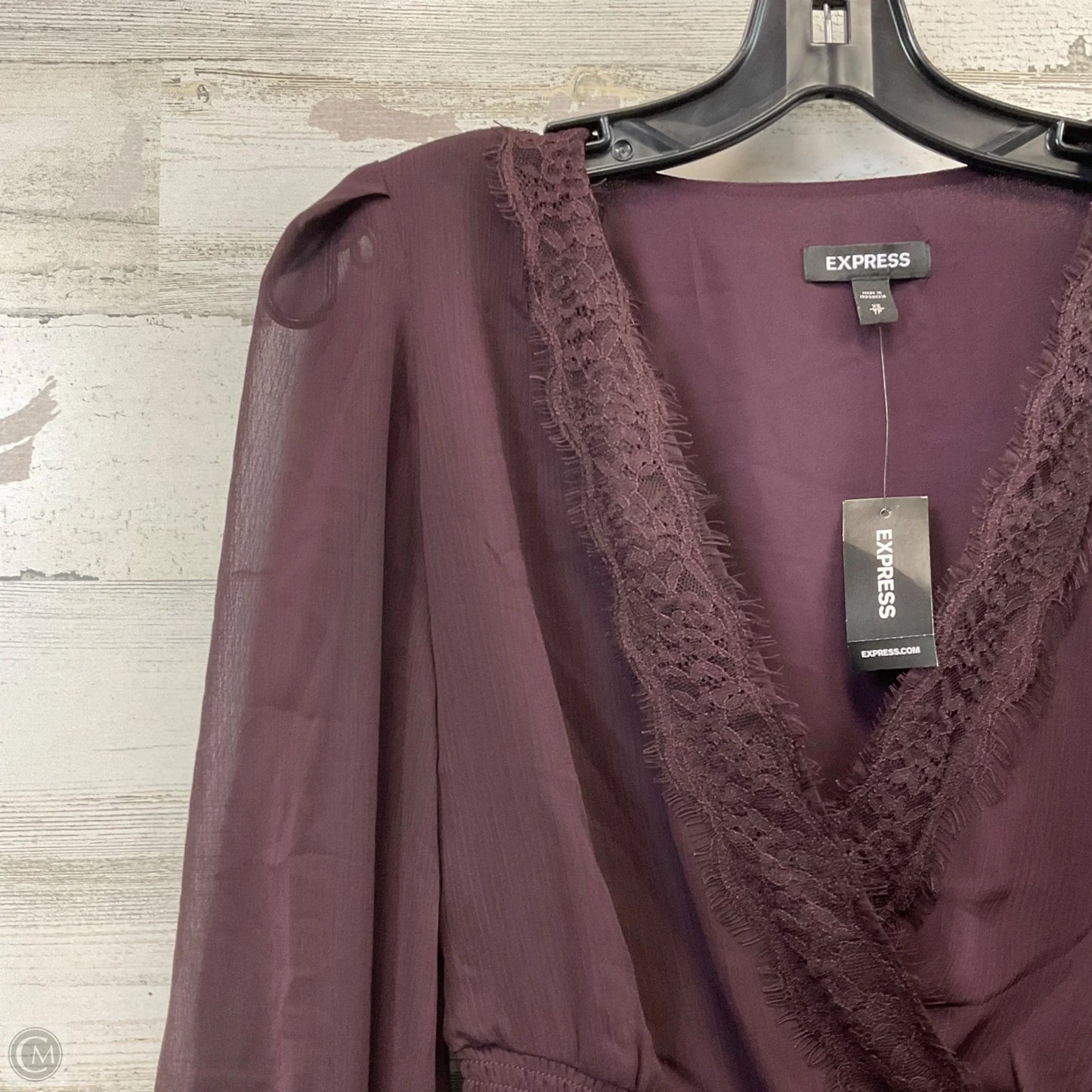 Blouse Long Sleeve By Express In Purple, Size: Xs