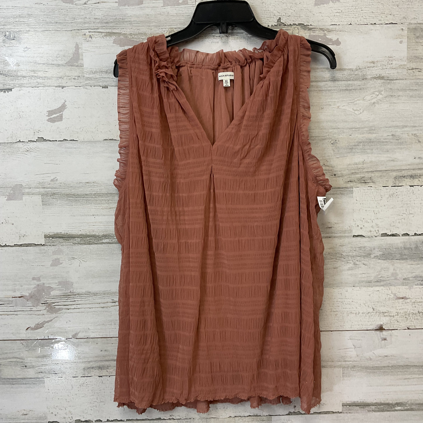 Top Sleeveless By Max Studio In Brown, Size: 3x