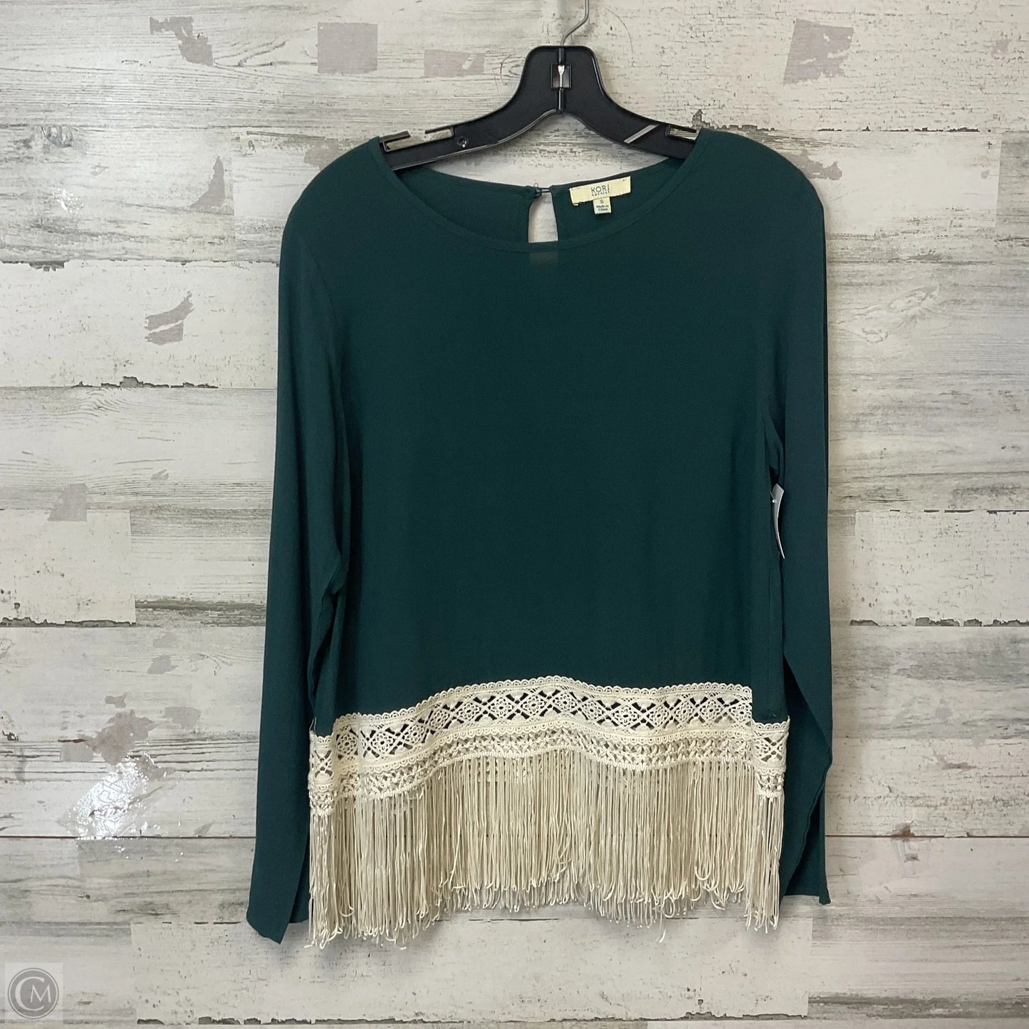 Top Long Sleeve By Kori America In Green, Size: S