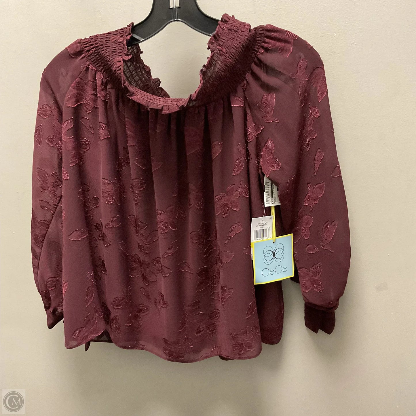 Blouse 3/4 Sleeve By Cece In Maroon, Size: M