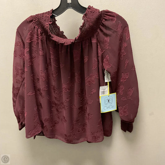 Blouse 3/4 Sleeve By Cece In Maroon, Size: M
