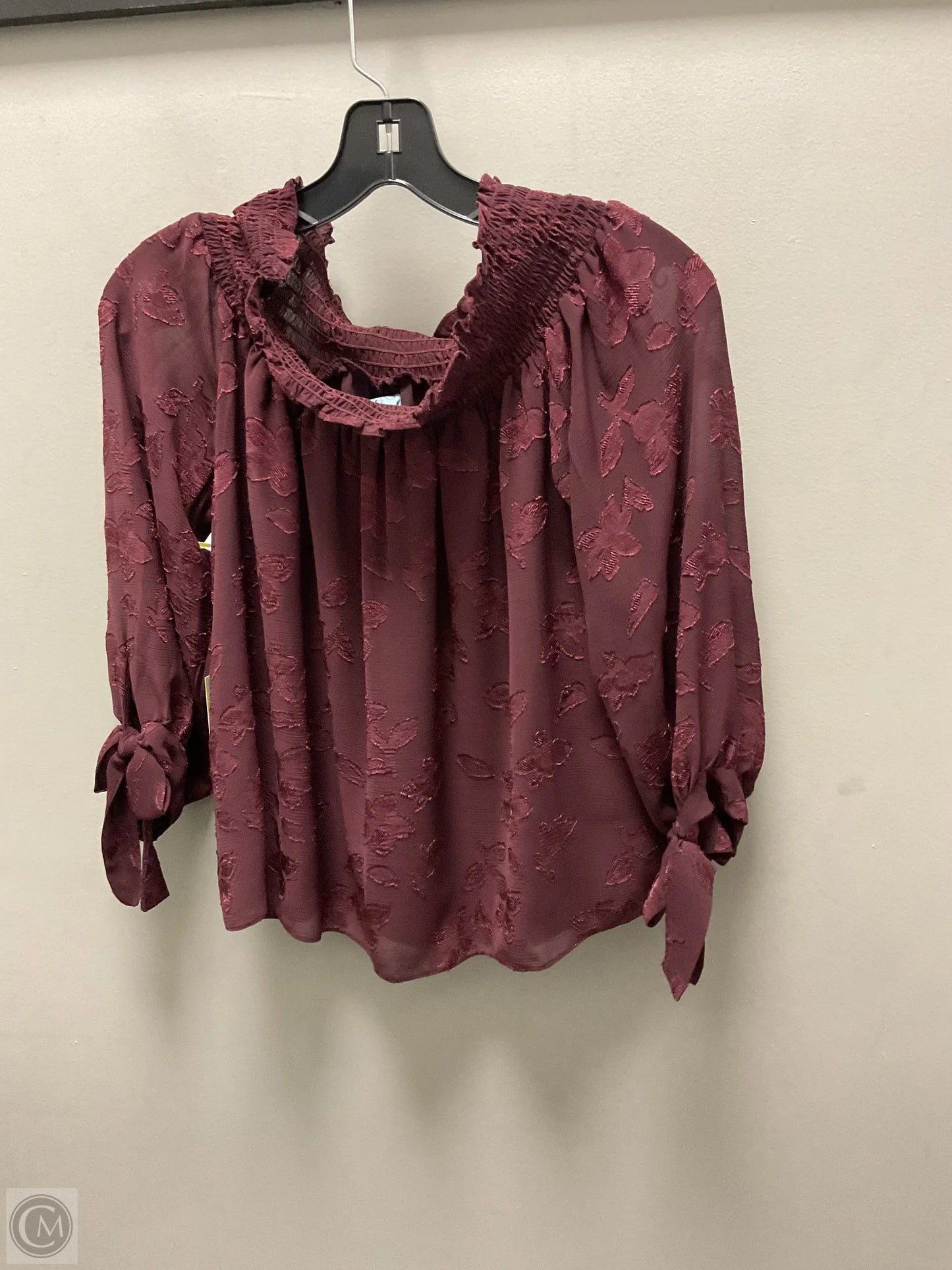Blouse 3/4 Sleeve By Cece In Maroon, Size: M