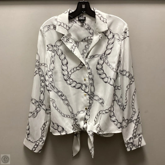Blouse Long Sleeve By Inc In White, Size: M