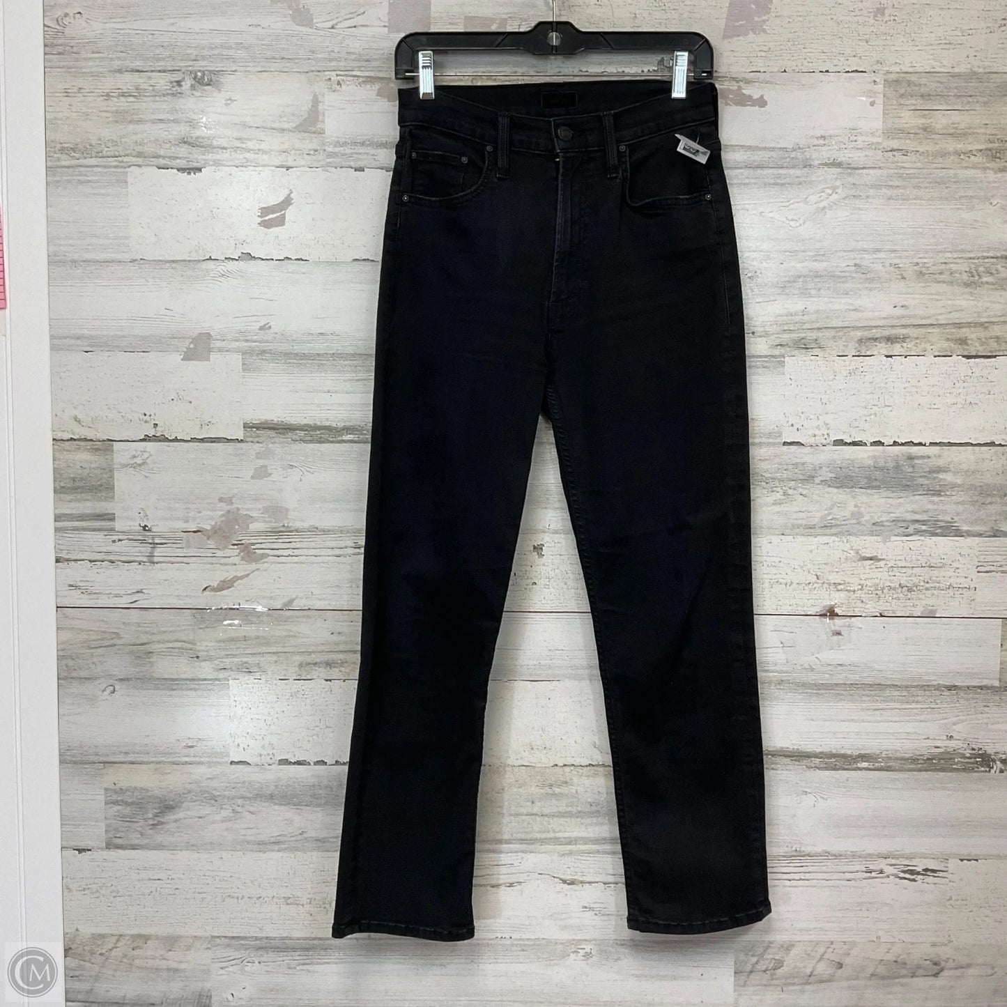 Jeans Straight By Mother In Black Denim, Size: 4