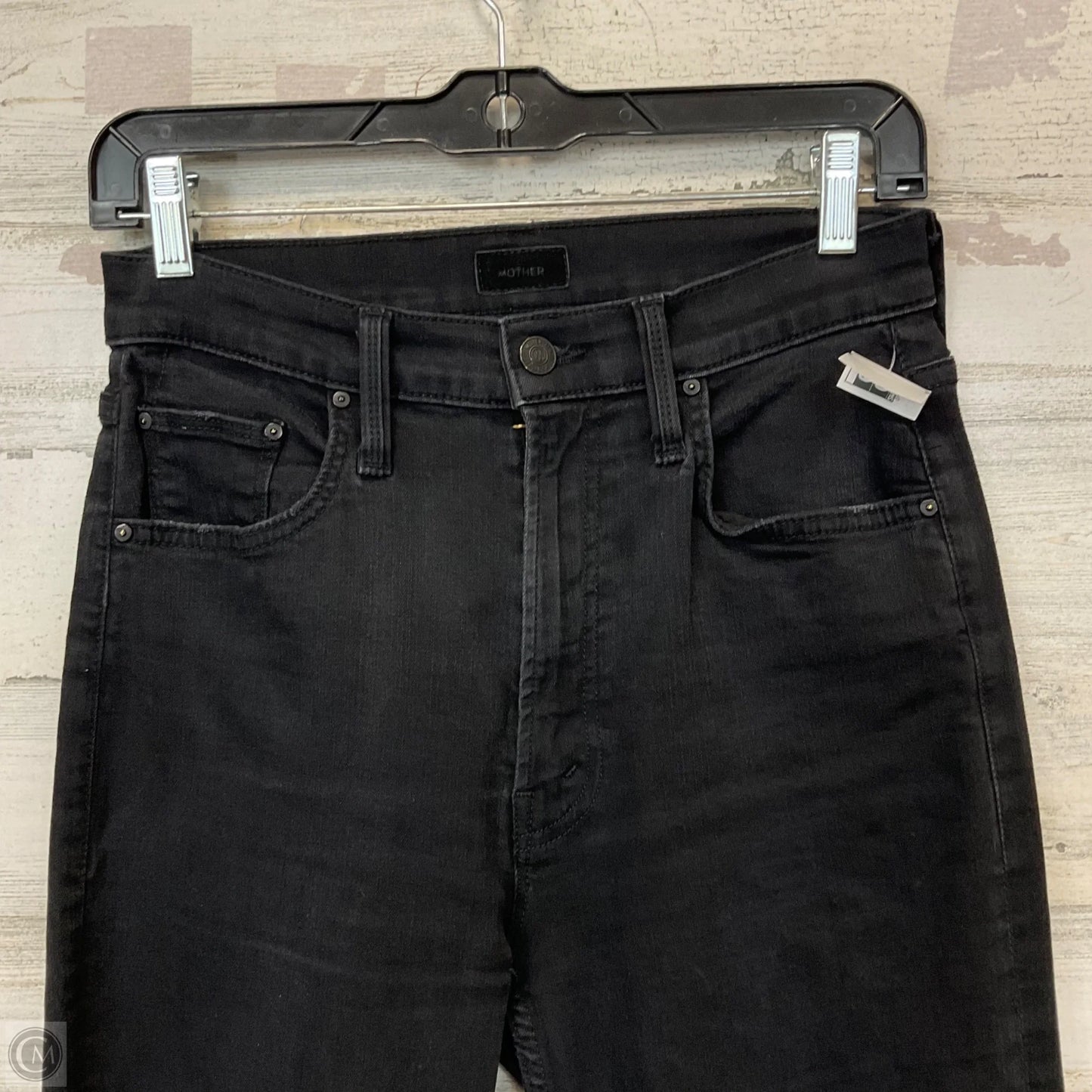 Jeans Straight By Mother In Black Denim, Size: 4