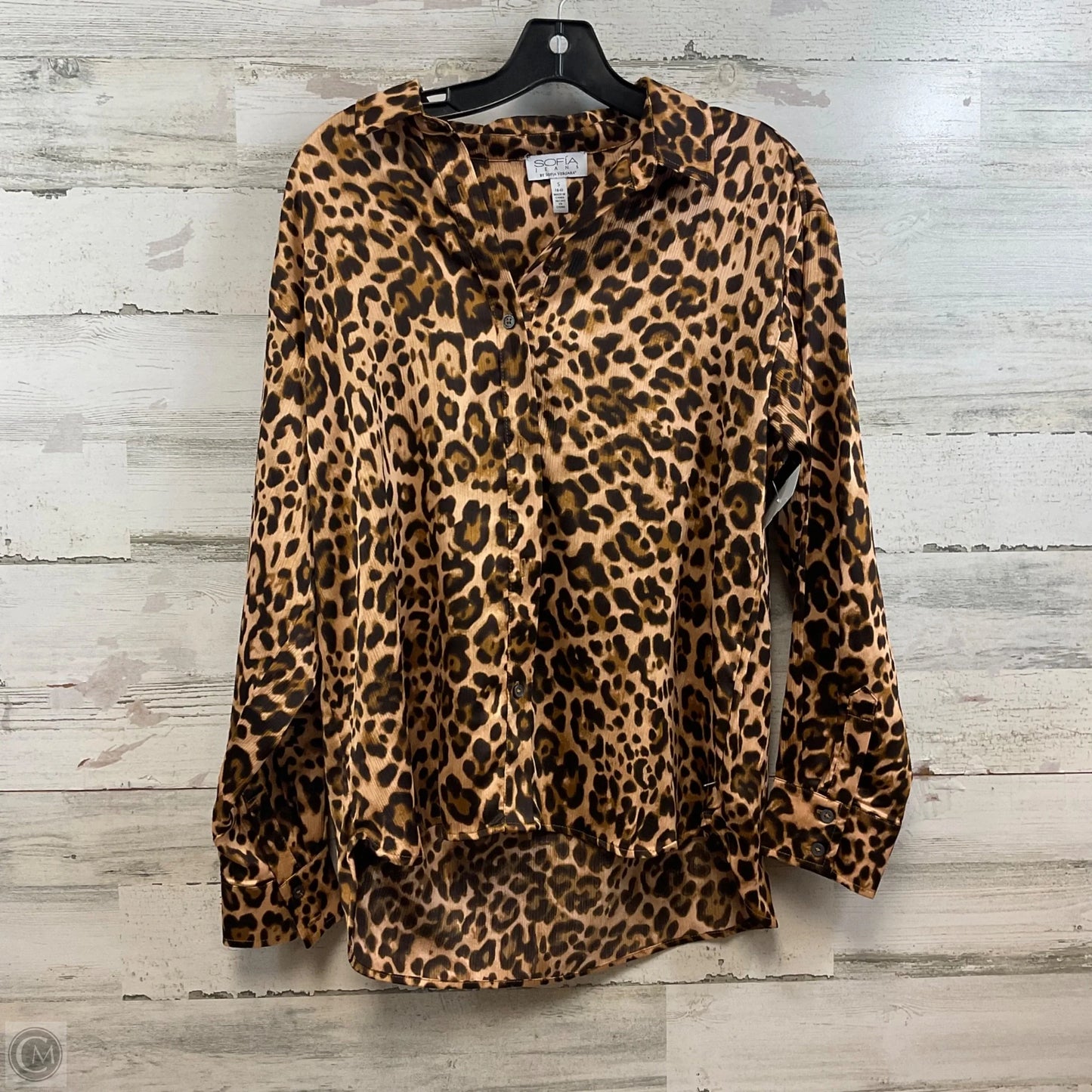 Blouse Long Sleeve By Sofia By Sofia Vergara In Animal Print, Size: S