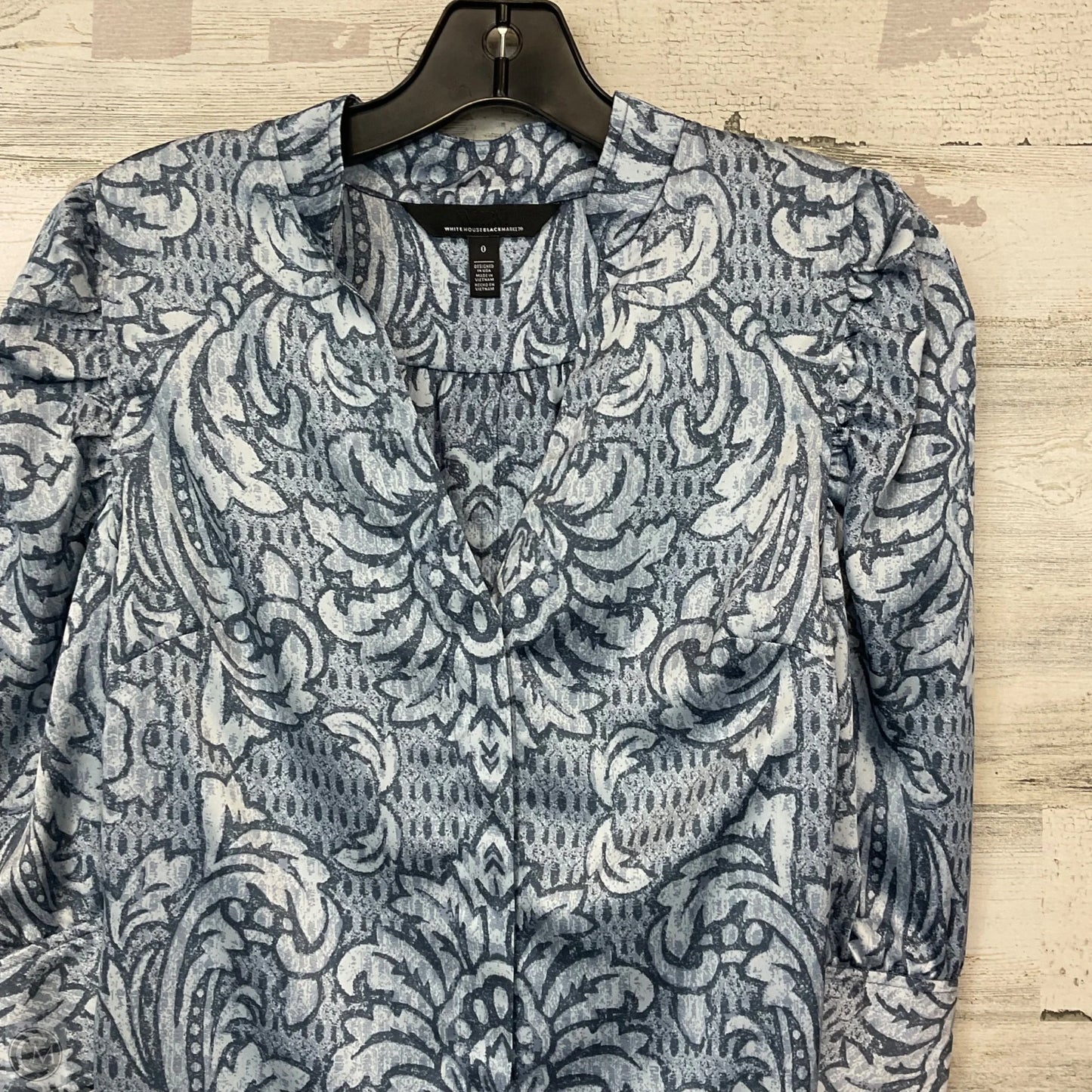 Blouse 3/4 Sleeve By White House Black Market In Blue, Size: Xs