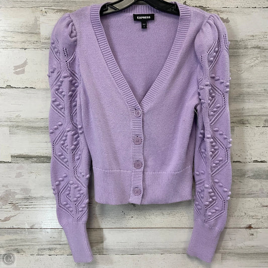 Sweater Cardigan By Express In Purple, Size: S