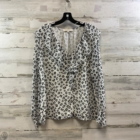 Blouse Long Sleeve By Loft In White, Size: L