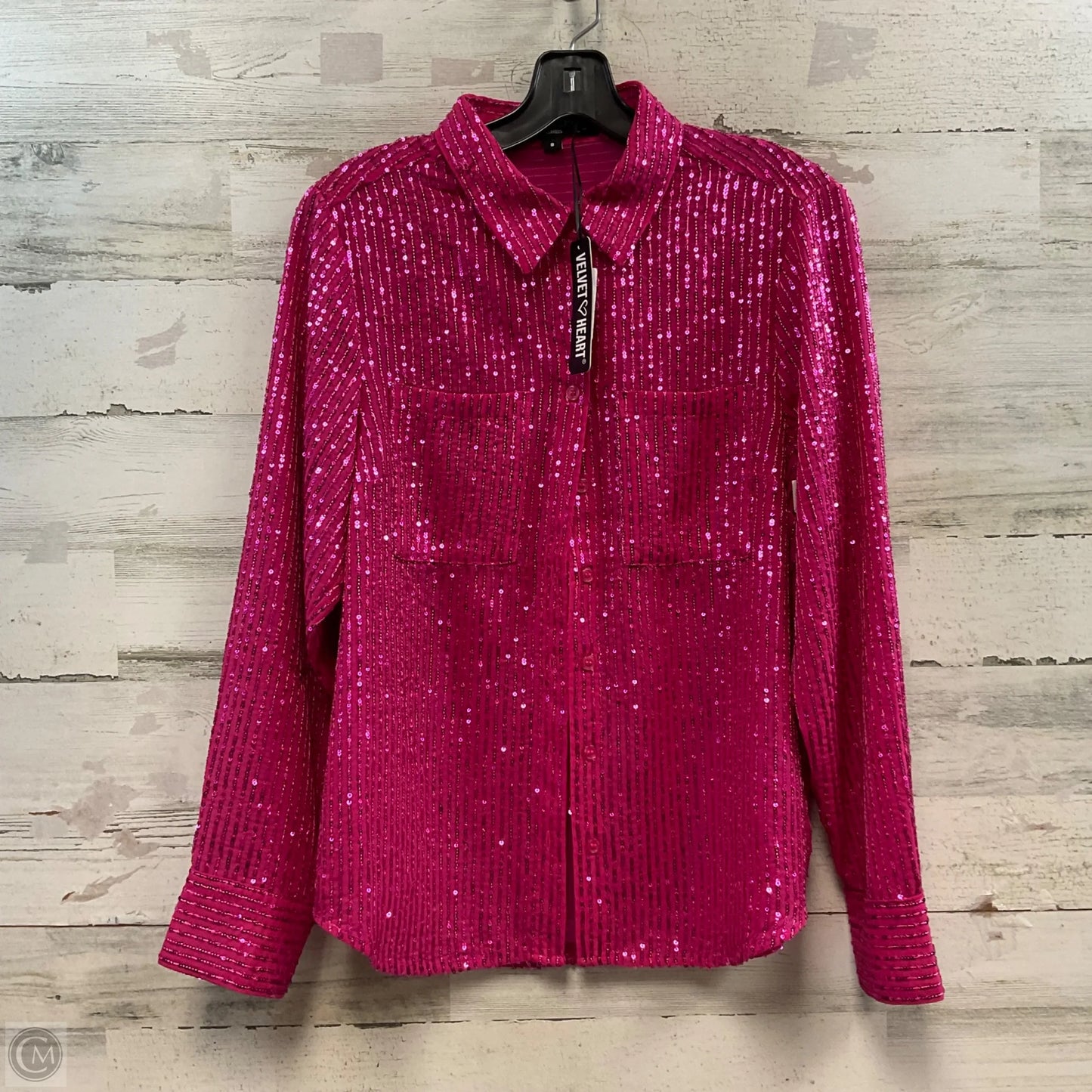 Blouse Long Sleeve By Velvet Heart In Pink, Size: S