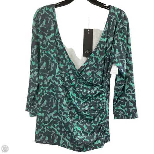 Top 3/4 Sleeve By Yest In Blue & Green, Size: M