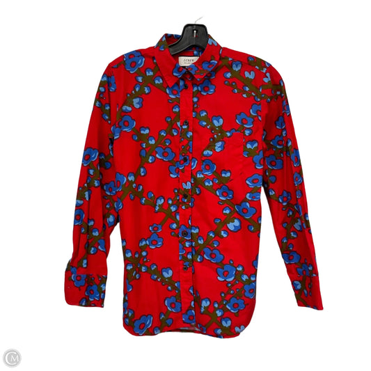 Blouse Long Sleeve By J. Crew In Red, Size: S