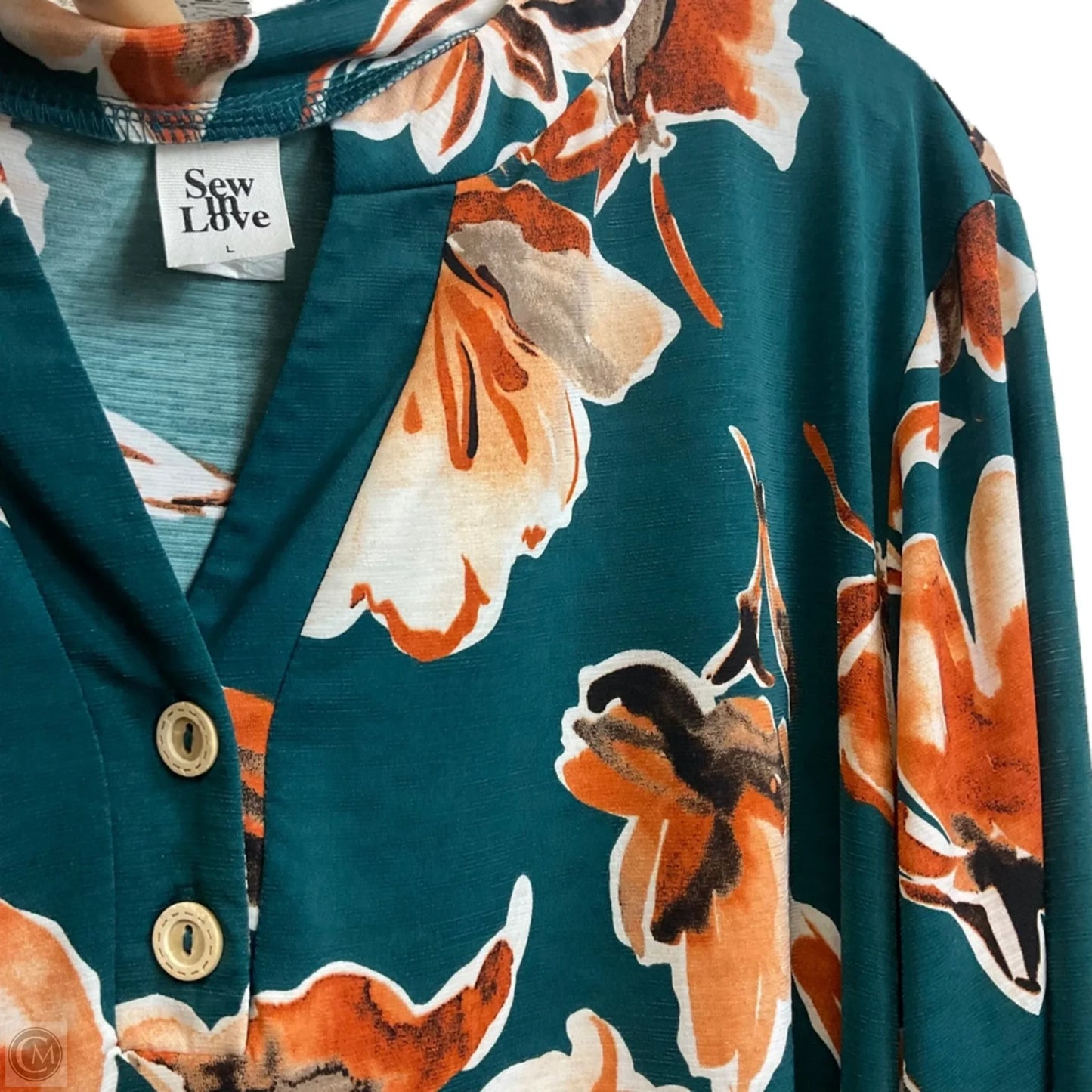 Blouse Long Sleeve By Sew In Love In Green, Size: L