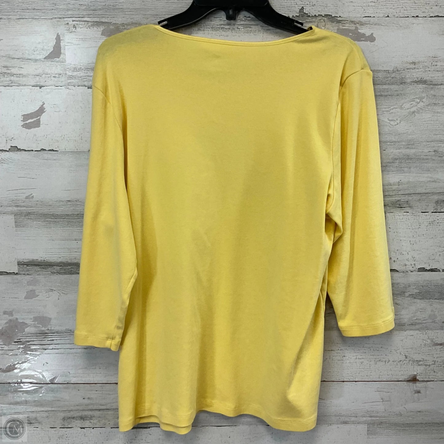 Top 3/4 Sleeve Basic By Cj Banks In Yellow, Size: 1x