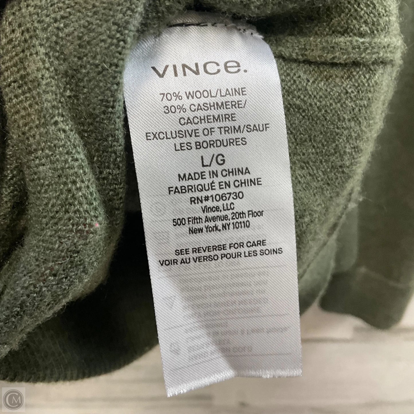 Sweater Cashmere By Vince In Green, Size: L