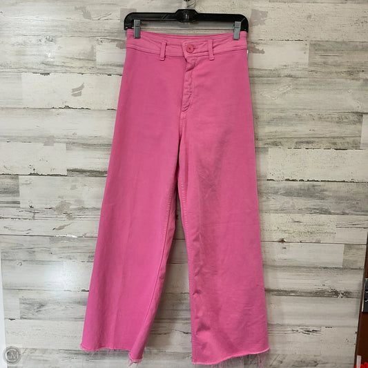Jeans Wide Leg By Zara In Pink Denim, Size: 6