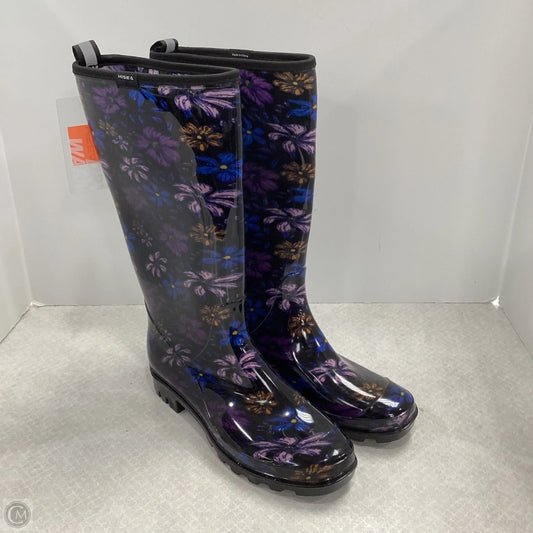 Boots Rain By hisea In Black & Purple, Size: 8