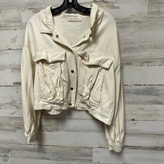 Jacket Denim By Leela & Lavender In Tan Denim, Size: L