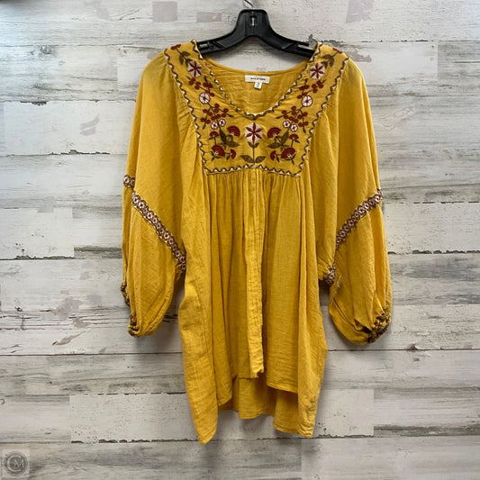 Top 3/4 Sleeve By Max Studio In Yellow, Size: M