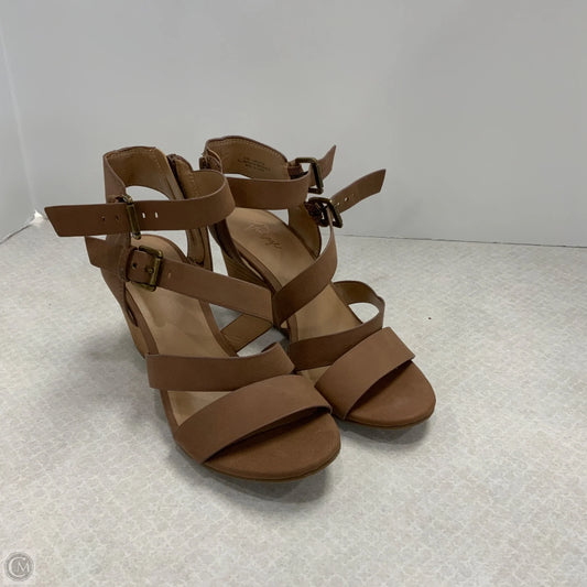 Sandals Heels Wedge By Crown Vintage In Brown, Size: 8.5