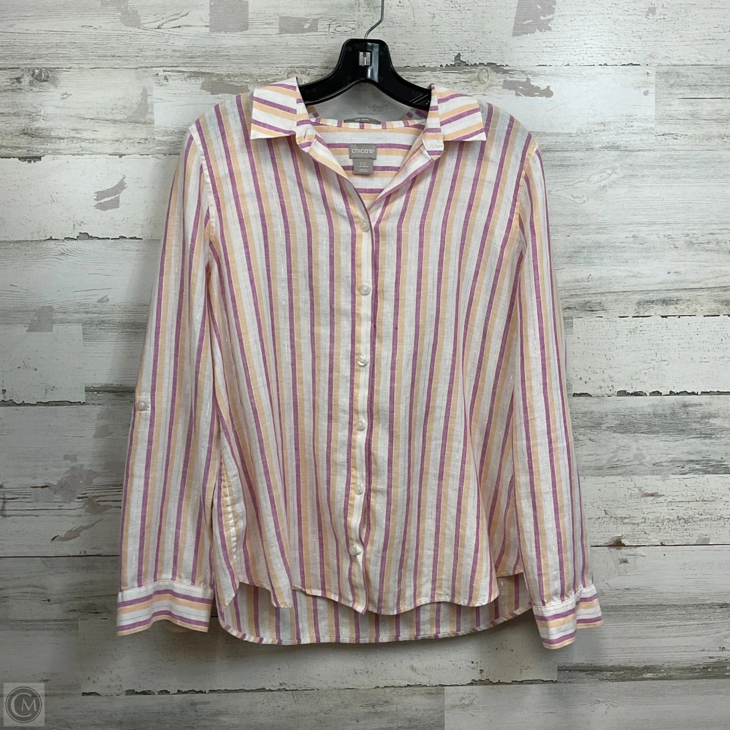 Blouse Long Sleeve By Chicos In White, Size: S